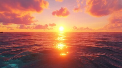 Obraz premium Golden Sunset Over the Ocean