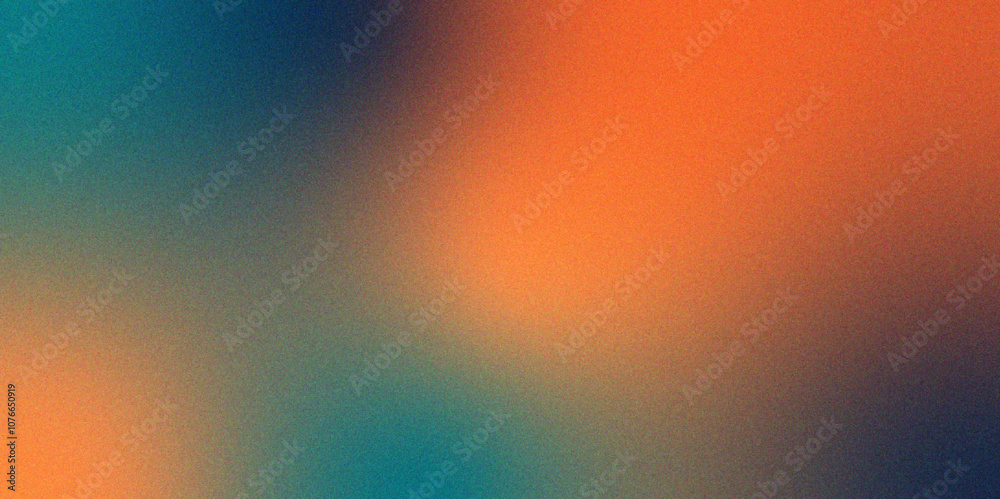 Poster Digital grainy gradient with a colorful soft noise effect. Vintage Grunge Texture Pattern in blue and orange Tones for Artful Wallpaper. Gradient blur, noise, grain, texture abstract background