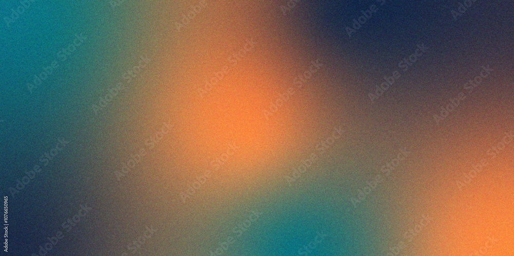 Aufkleber Digital grainy gradient with a colorful soft noise effect. Vintage Grunge Texture Pattern in blue and orange Tones for Artful Wallpaper. Gradient blur, noise, grain, texture abstract background