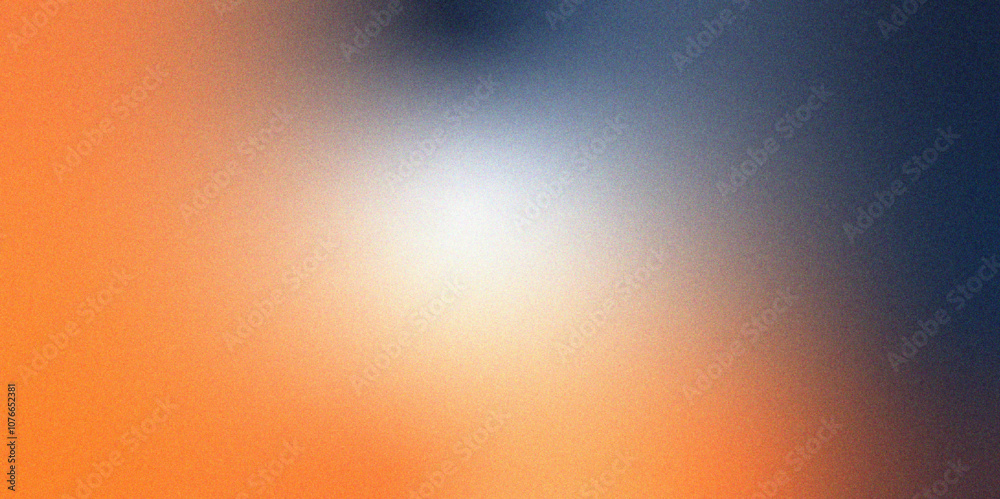 Poster Digital grainy gradient with a colorful soft noise effect. Vintage Grunge Texture Pattern in blue white and orange Tones for Artful Wallpaper. Gradient blur, noise, grain, texture abstract background	