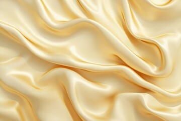 A smooth, flowing golden satin fabric showcasing elegant drapes and soft textures.