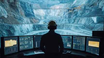 High-Tech Control Room Overlooking Mining Operations