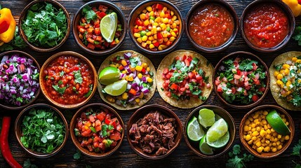 Mexican street tacos on a rustic wooden table