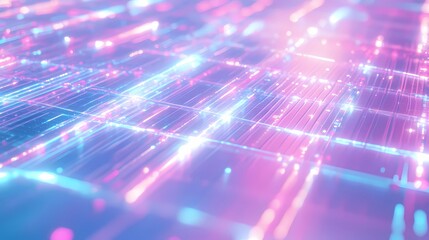 Fototapeta premium Vibrant cyberpunk texture with glowing digital lines, metallic reflections, and shadowy details for an edgy, sci-fi-inspired background