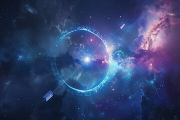 Fototapeta premium Astrological composition with concept of Sagittarius zodiac sign symbol