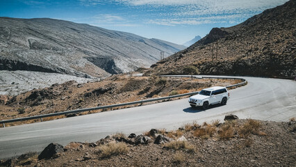 Road to the view of the grand canyon of middle eas, Jebel Shams Hadjar Mountains, Grand Canyon of Oman