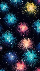 Fototapeta premium Firework pattern mobile wallpaper fireworks outdoors night.
