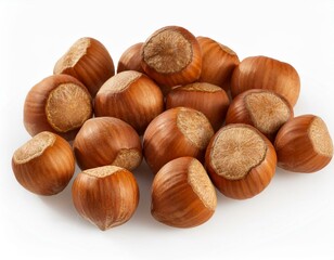 Isolated Hazelnuts on White Background - Nutty Delights