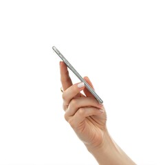 A hand holding a smartphone with the screen tilted towards the light