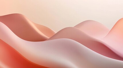 Fototapeta premium Soft flowing waves in warm pastel colors create a serene abstract landscape for digital backgrounds or wallpapers