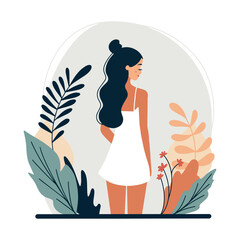 Self-Care and Beauty Illustration. A vector illustration of a girl practicing self-care. For beauty and health-themed designs, promoting self-love, and holistic lifestyle concepts