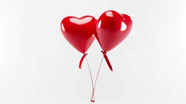 Three colorful valentine's balloons with heart shape becoming two. Polygamy, trio concept