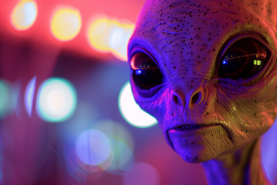 Image of extraterrestrial alien in glowing light generative AI