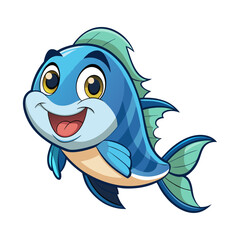 Naklejka premium Playful fish mascot with bright colors and a cheerful expression