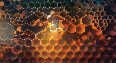 Layered hexagons creating a dynamic shifting honeycomb