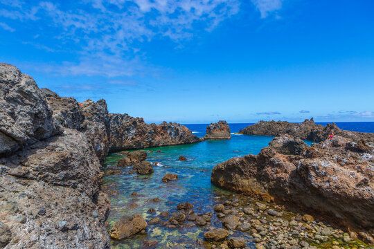 Charco del Viento, Tenerife, rocky coast of the ocean