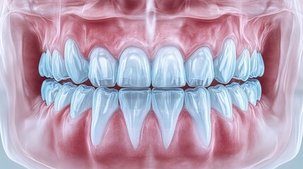 Obraz premium Anatomical illustration of human teeth and gums for educational purposes.