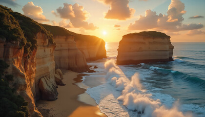 Stunning Sunset Over Ocean Cliffs