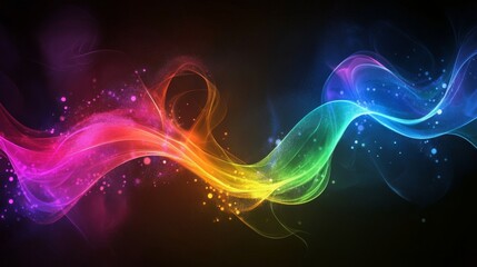 Fototapeta premium Colorful swirling patterns with vibrant shades of pink, blue, green, and yellow on a dark background, creating an artistic digital design