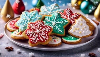 Obraz premium Cookies with Christmas decorations added