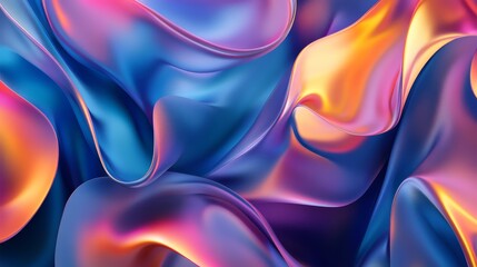 Obraz premium Colorful waves of fabric flow smoothly in vibrant hues of blue, purple, and orange, creating an abstract design