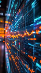 Obraz premium Dynamic data visualization displaying analytics trends in a modern technology environment