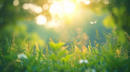 Obraz premium grass exposed to morning sunlight