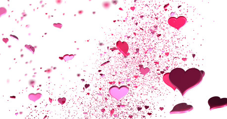 realistic isolated heart confetti on the transparent background for decoration and covering.