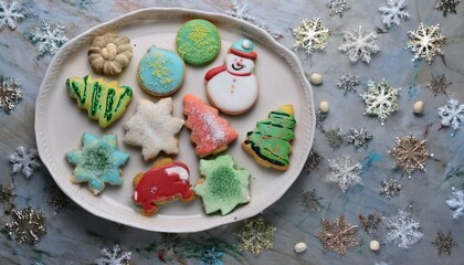 Obraz premium Cookies with Christmas decorations added