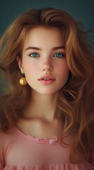 Fototapeta premium Young Woman with Long Hair in Soft Lighting Expressing a Thoughtful Mood