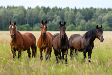 Fototapeta premium horses in the field