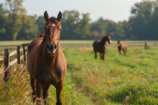 brown horse with flowers