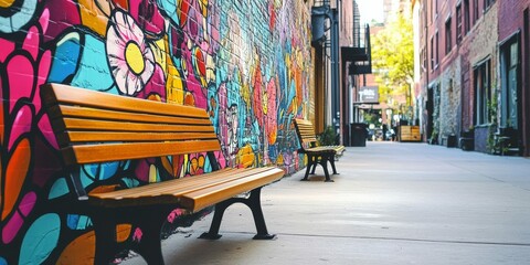 Fototapeta premium Colorful Street Art Mural in an Urban Setting