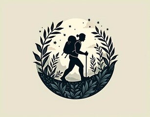 illustration of hiking or travel logo for t-shirt designs, stickers or symbols for adventures lovers 