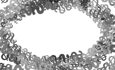 Hundred dollar bill. Falling money isolated on white