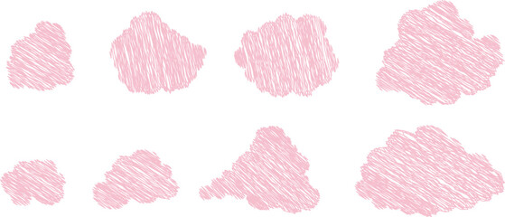 Hand drawn pencil drawing of clouds in pastel color. Kids sketch chalk drawing. Grunge image of the heaven. For design template art children education material.