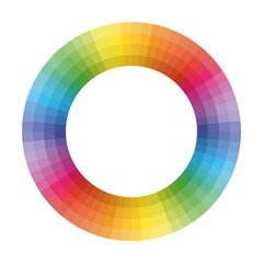 Fototapeta premium A vibrant circular color palette showcasing a smooth gradient of rainbow hues. Ideal for graphic design, art projects, or color theory studies, this vector illustration emphasizes color diversity.