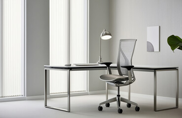 Modern Style Desk Setup in Office Room