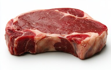 Obraz premium A piece of meat is cut in half and is sitting on a white background