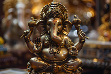 Fototapeta premium Greeting card with bright holiday composition for Ganesh Chaturthi