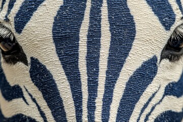 Zebra pattern design in navy blue and cream colors on a textured surface