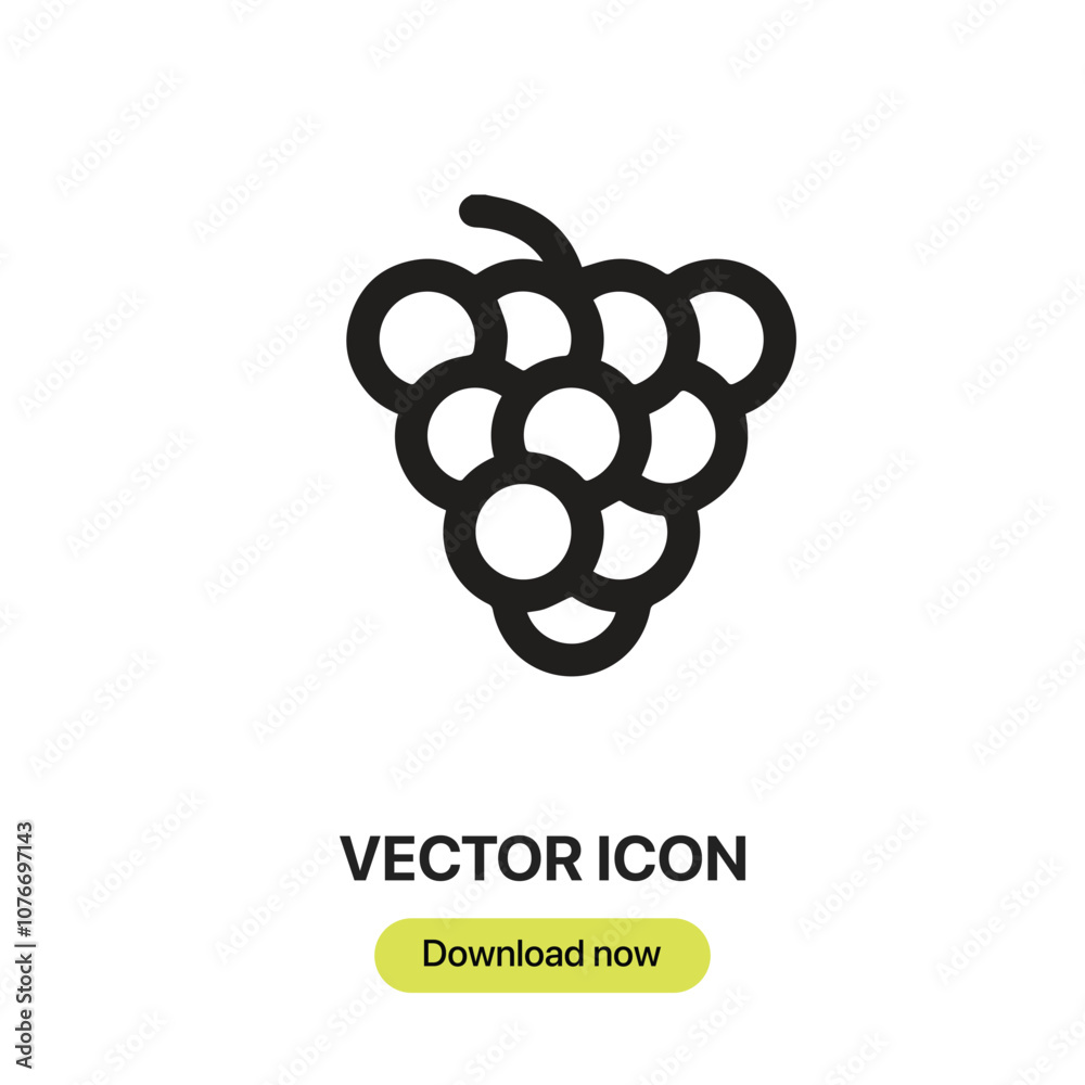 Poster Grapes icon vector. Linear-style sign for mobile concept and web design. Grapes symbol illustration. Pixel vector graphics - Vector.