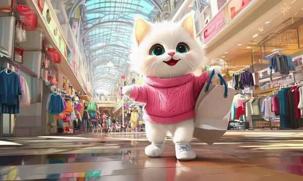 Happy kitty in the shopping center.
