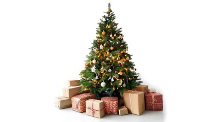 Decorated christmas tree with gifts box, chrismas tree decoration