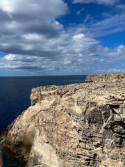 Rocky Cliff Overlooking the Ocean with Dramatic Sky