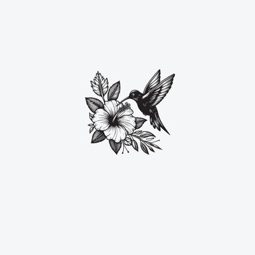 recommend clip art: hmming bird with hibiscus flower