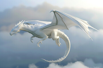 Fantastically mythological dragon with big wide wings