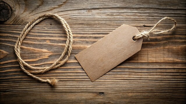 Rustic wood background with elegant twine tag, perfect for personal notes and gift attachments. Great for weddings, events, and all your crafting needs.