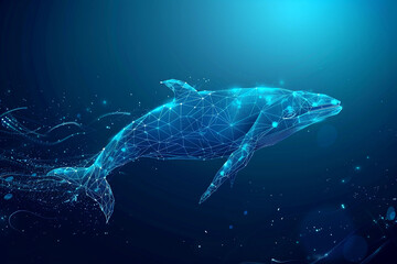 Fantastically beautiful majestic huge whale in ocean