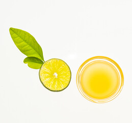Lemon lime juice in a glass bowl - Citrus latifolia.